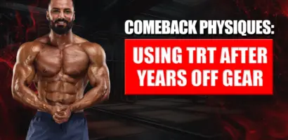Man in gym lifting weights, representing a bodybuilding comeback with TRT after years off steroids