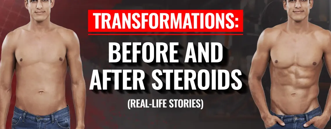 Before and after steroid transformation showing muscular growth and physique changes in real-life individuals