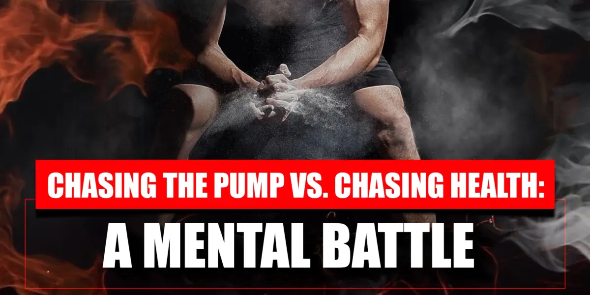 Bodybuilder flexing muscles in gym, symbolizing the balance between chasing the pump and long-term health