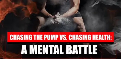 Bodybuilder flexing muscles in gym, symbolizing the balance between chasing the pump and long-term health