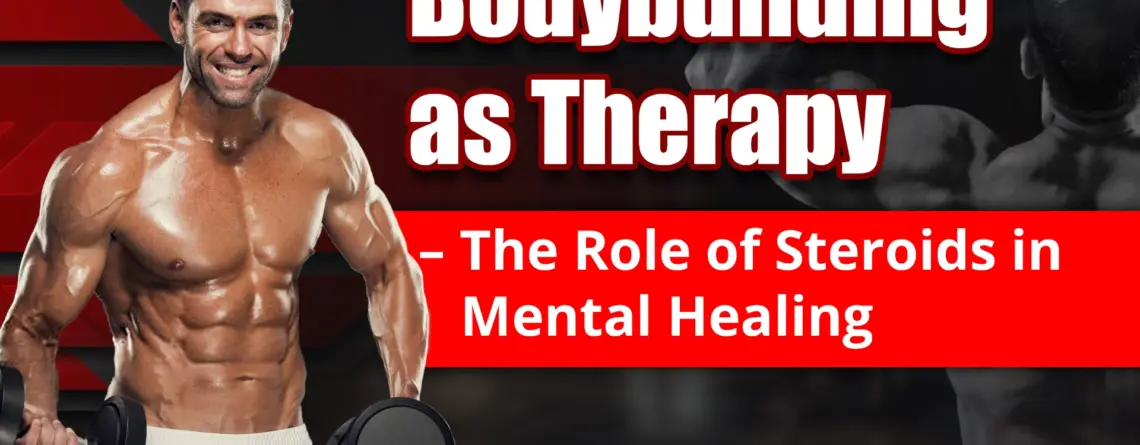 Bodybuilder lifting weights with focus, symbolizing steroids and mental healing in bodybuilding therapy.