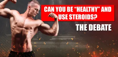 Bodybuilder debating health risks and benefits of using steroids