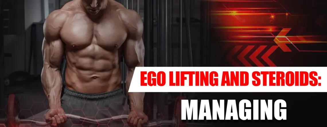 Weightlifter struggling with heavy barbell symbolizing ego lifting and steroid risks