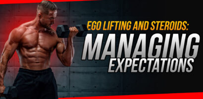 Bodybuilder struggling with heavy weights symbolizing ego lifting risks on steroids