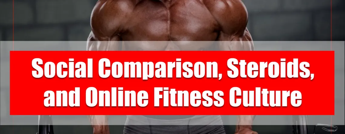 Man comparing his physique to others on social media in online fitness culture