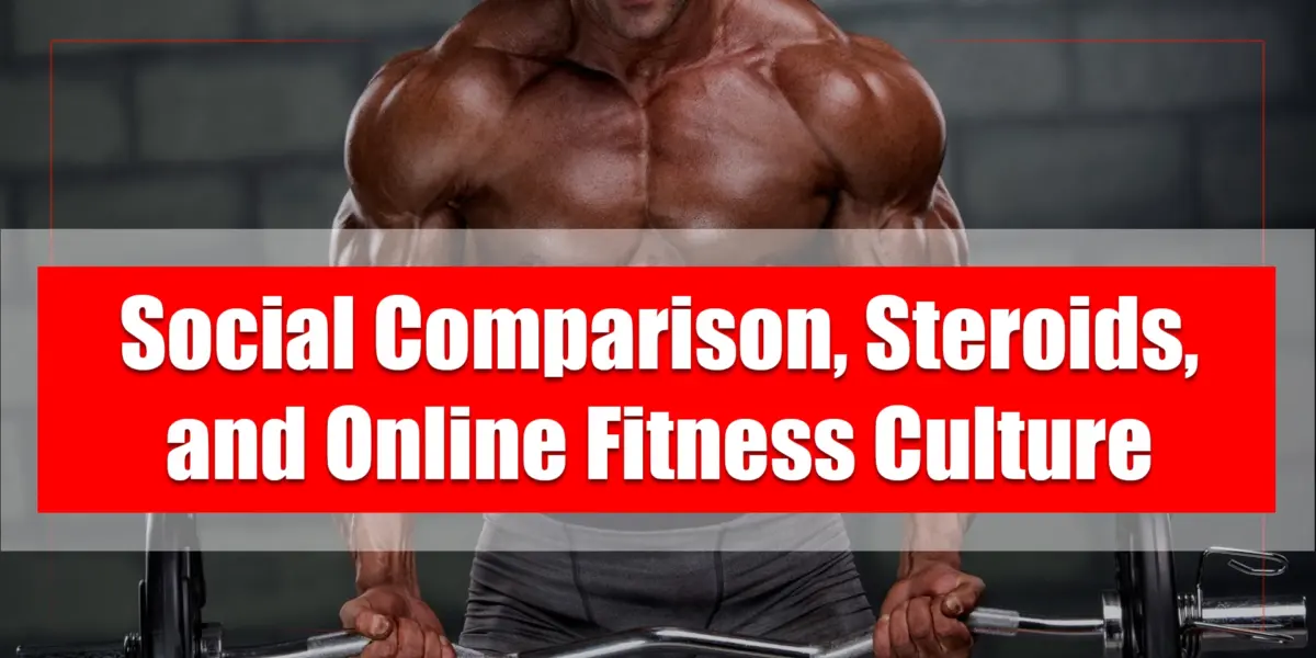 Man comparing his physique to others on social media in online fitness culture