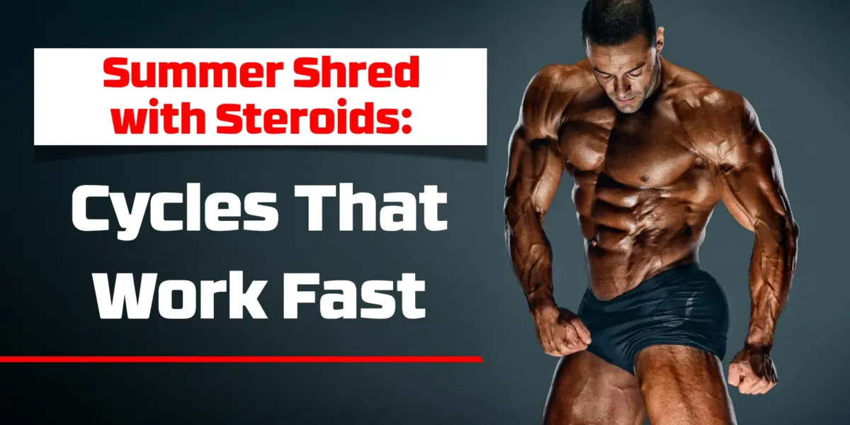 Bodybuilder showing lean, shredded physique after summer steroid cutting cycle