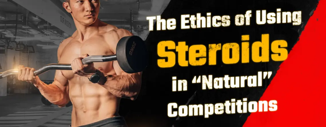 A bodybuilder standing on stage representing integrity and fairness in natural bodybuilding competitions.