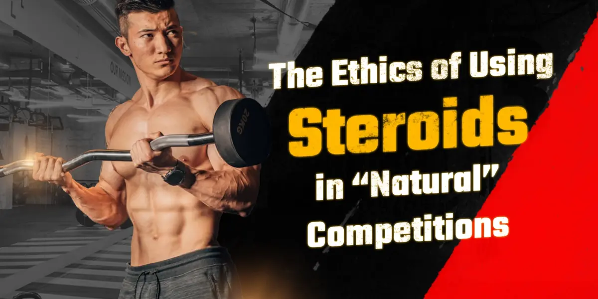 A bodybuilder standing on stage representing integrity and fairness in natural bodybuilding competitions.