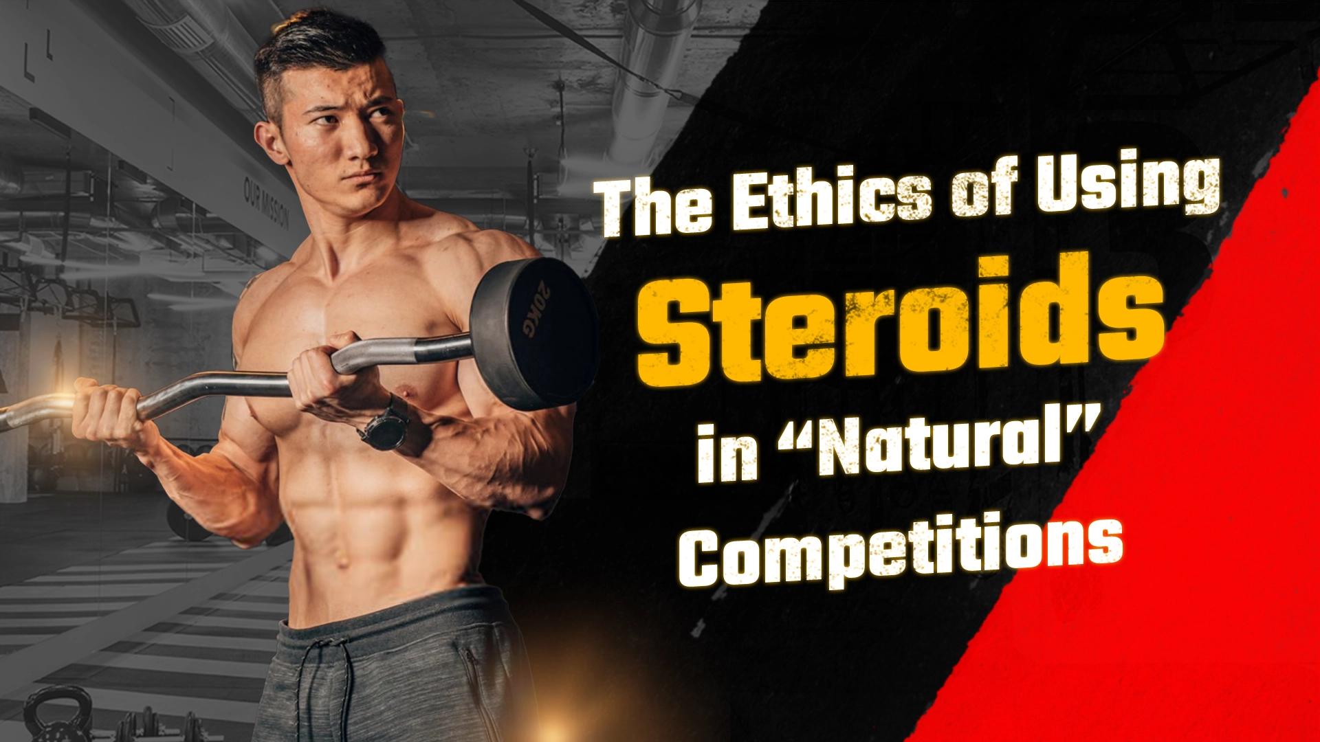 A bodybuilder standing on stage representing integrity and fairness in natural bodybuilding competitions.