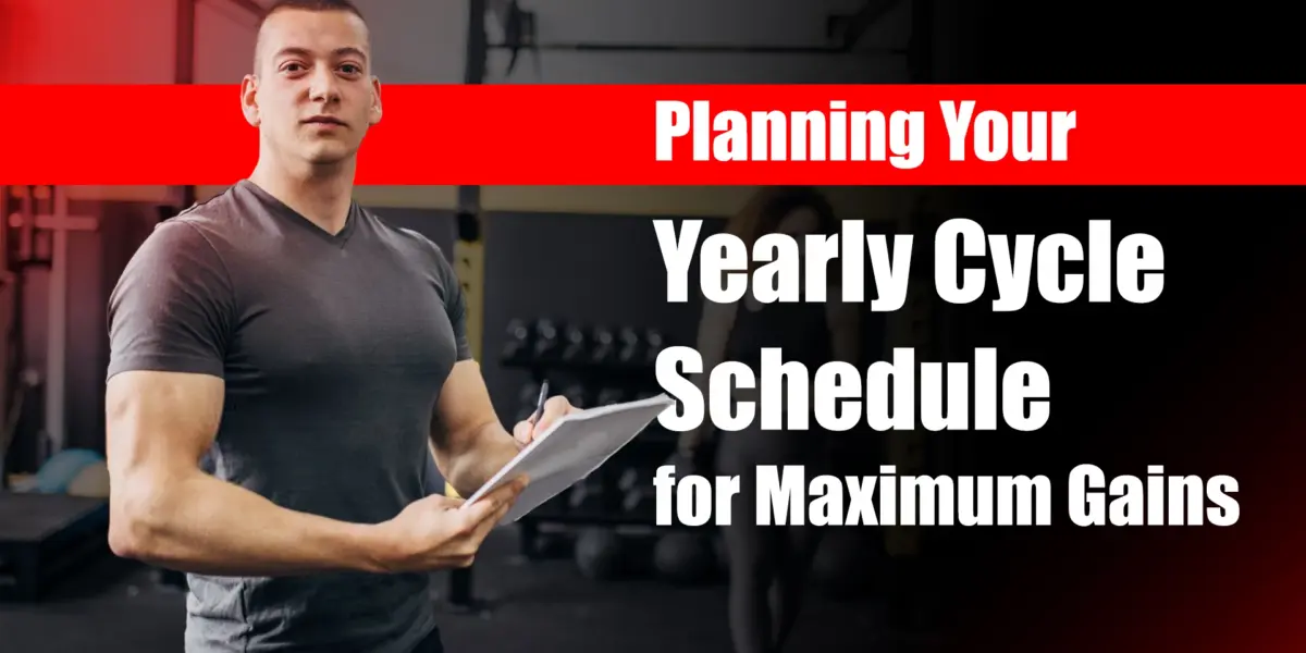 Athlete planning a structured yearly cycle schedule for sustainable muscle gains