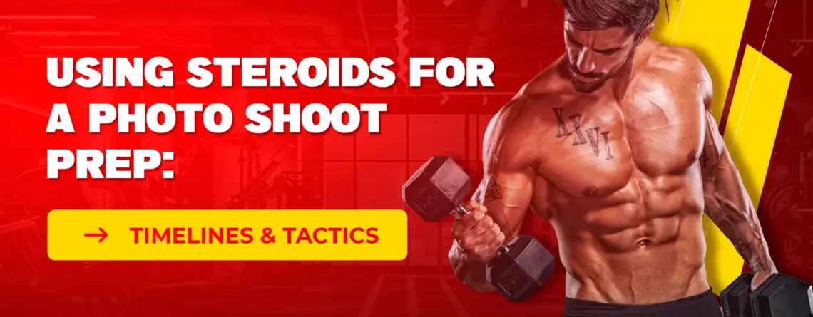 Bodybuilder achieving a dry, defined physique during steroid-assisted photo shoot prep with proper timing, diet, and water control.