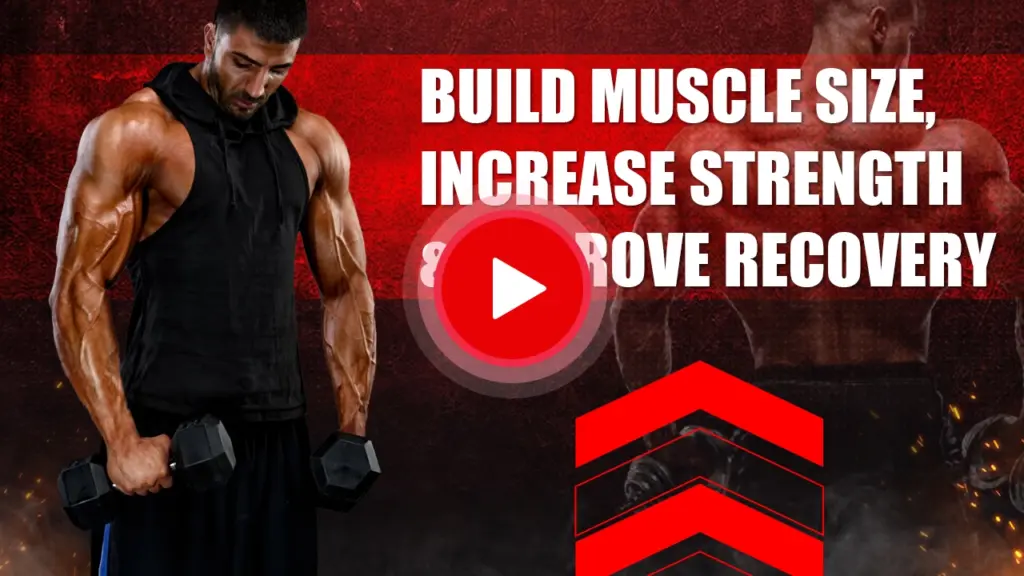 Dr. Andrew Huberman explaining muscle growth, strength training, and recovery techniques in a science-based fitness video.