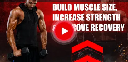 Dr. Andrew Huberman explaining muscle growth, strength training, and recovery techniques in a science-based fitness video.