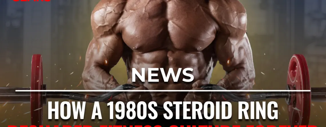Illustration showing the lasting influence of a 1980s steroid ring on global fitness culture