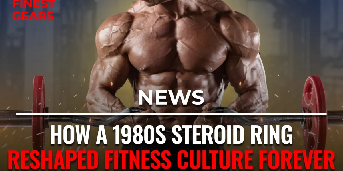 Illustration showing the lasting influence of a 1980s steroid ring on global fitness culture