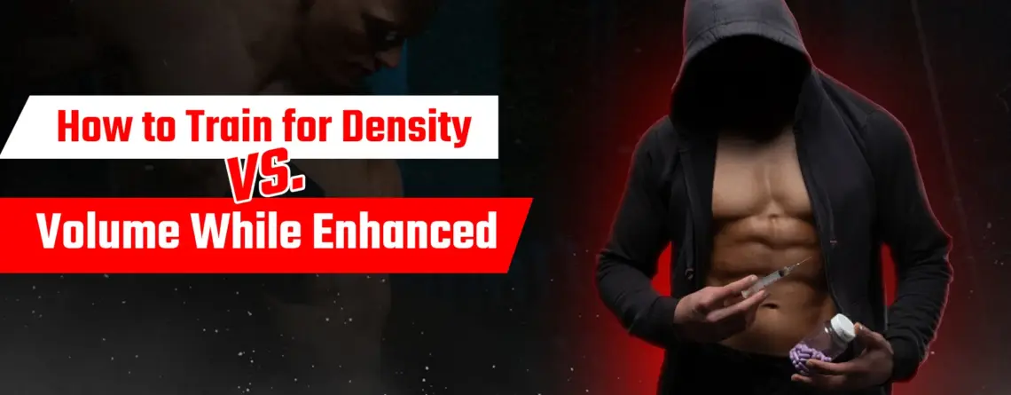 Enhanced athlete explaining density versus volume training for muscle growth and recovery