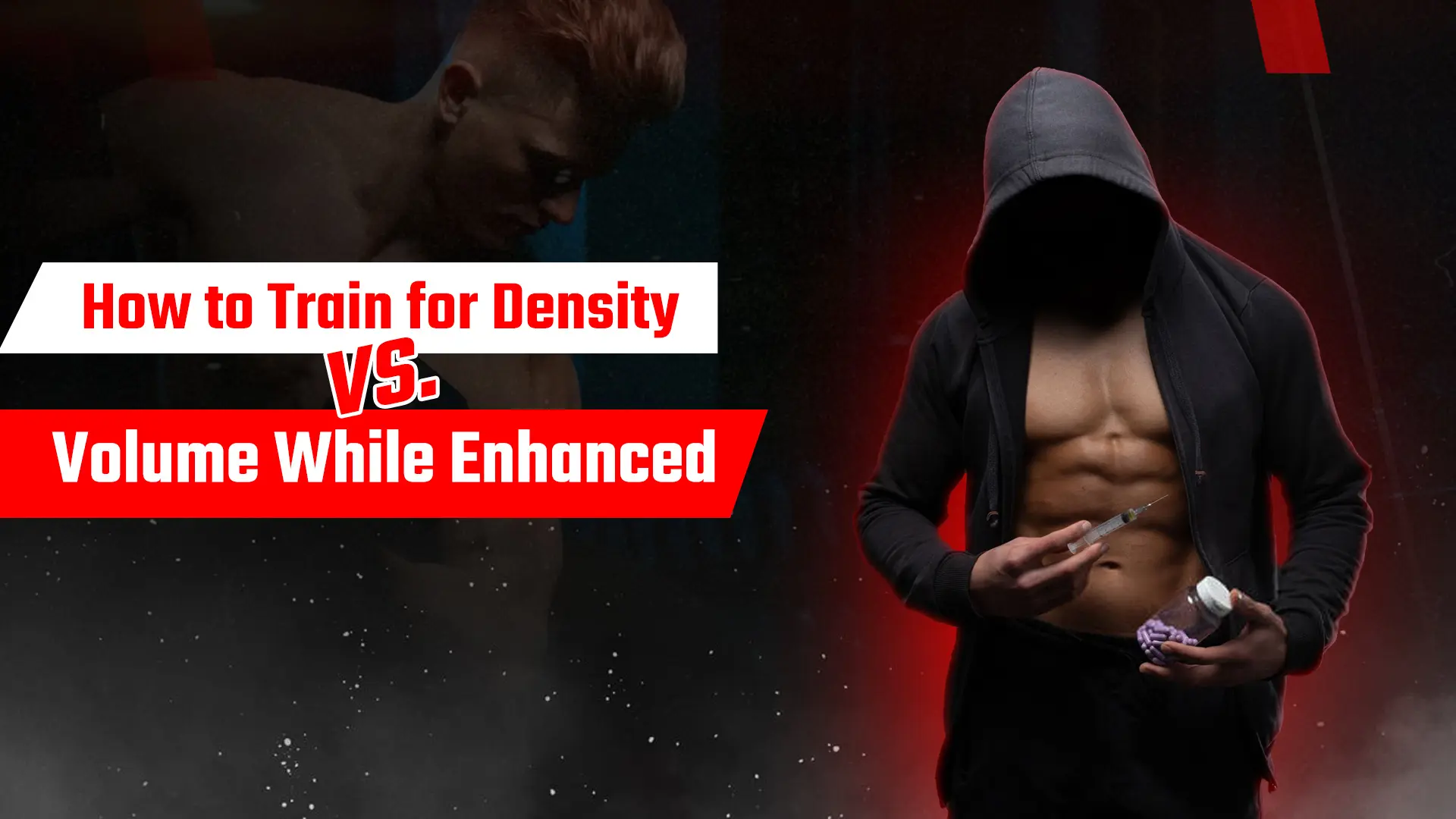Enhanced athlete explaining density versus volume training for muscle growth and recovery
